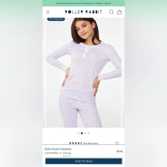 Roller Rabbit White and Blue Heart Pajama Set - Picture 2 of 5